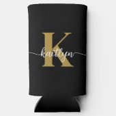 ブラック金ゴールドスクリプトモノグラム スリム缶クーラー (裏面)