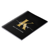 ブラック金ゴールドスクリプトモノグラム ノートブック (左側)