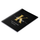 ブラック金ゴールドスクリプトモノグラム ノートブック (左側)
