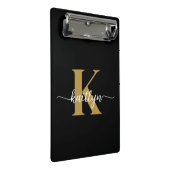 ブラック金ゴールドスクリプトモノグラム ミニクリップボード (アングル)