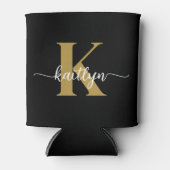 ブラック金ゴールドスクリプトモノグラム 缶クーラー (正面)