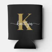 ブラック金ゴールドスクリプトモノグラム 缶クーラー (裏面)