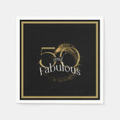 ブラック金ゴールドスクリプト50と素晴らしい誕生日パーティー スタンダードカクテルナプキン (正面)