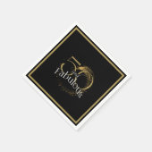 ブラック金ゴールドスクリプト50と素晴らしい誕生日パーティー スタンダードカクテルナプキン (角)