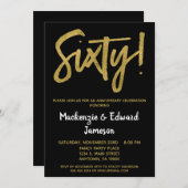 ブラック金ゴールドスクリプト60周年記念招待状 招待状 (正面/裏面)