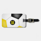 ブラック金ゴールドスクールクラブチームカラーズサッカーバッグ ラゲッジタグ (正面横)