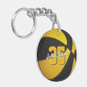 ブラック金ゴールドスクールクラブチームカラー キーホルダー (正面左)