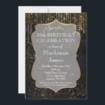 ブラック金ゴールドスターきらきら光るバースデーパーティーへの招待 招待状<br><div class="desc">金ゴールドの装飾を背景に星空をきらめく配ぶら下がった置した素敵な黒と金ゴールドのバースデーきらきら光るタパーティー招待。18日20日21日30日35日45日55日65日75日85日95日95日95日100日などマイルストーンの誕生日に最適…どんな年齢でも</div>