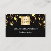 ブラック金ゴールドスターのロゴQrコードソーシャルメディア 名刺 (正面)
