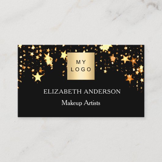 ブラック金ゴールドスターのロゴQrコードソーシャルメディア 名刺 (正面)