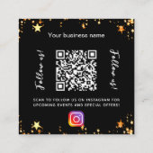 ブラック金ゴールドスターのロゴQRコードInstagram 後を追us スクエア名刺 (裏面)