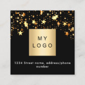 ブラック金ゴールドスターのロゴQRコードInstagram 後を追us スクエア名刺 (正面)