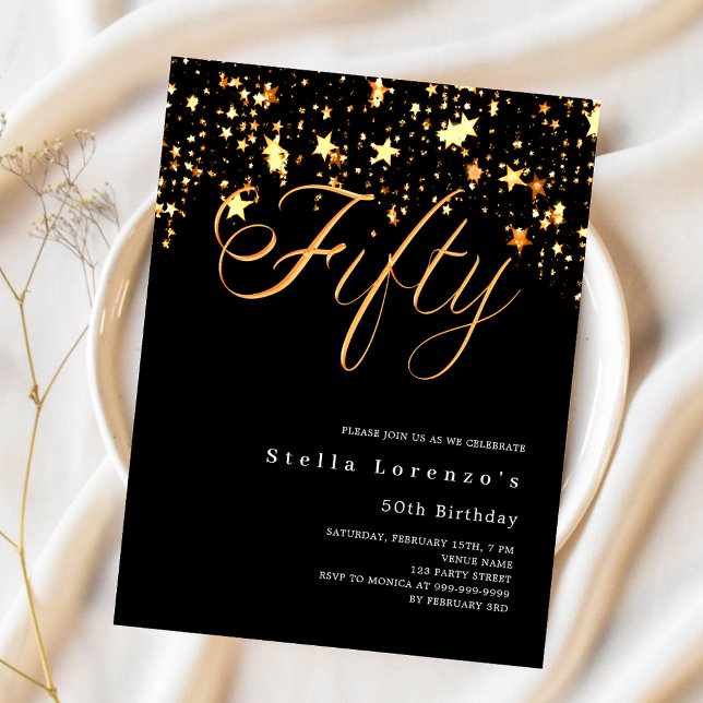 ブラック金ゴールドスターは50歳の誕生日の招待状を予算に計上 (クリエイターアップロード済み)