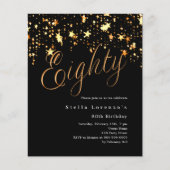 ブラック金ゴールドスターは80th誕生日の招待状を予算 (正面)