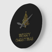 ブラック金ゴールドスタークリスマスツリーエレガントウォールクロック ラージ壁時計 (傾斜)