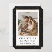 ブラック金ゴールドスタークリスマス恵み写真 シーズンカード (正面)