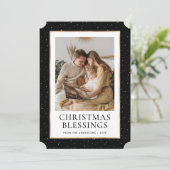 ブラック金ゴールドスタークリスマス恵み写真 シーズンカード (スタンド正面)