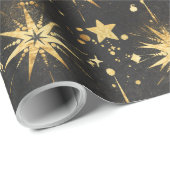 ブラック金ゴールドスターバスト&スターダストオールスターズ ラッピングペーパー (ロールコーナー)