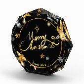 ブラック金ゴールドスターメタリックメリークリスマス フォトブロック (右)