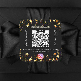 ブラック金ゴールドスター事業名qrコードinstagram スクエアシール
