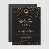 ブラック金ゴールドスター卒業パーティーの贅沢 マグネット招待状 (正面/裏面)