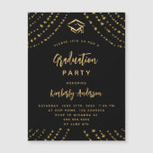 ブラック金ゴールドスター卒業パーティーの贅沢 マグネット招待状 (正面)