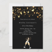 ブラック金ゴールドスター応援ラグジュアリー誕生日 招待状 (正面)