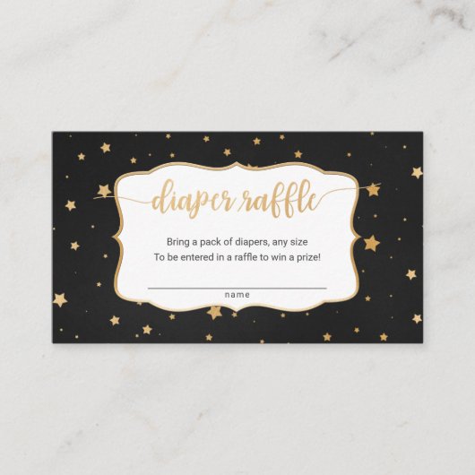 ブラック金ゴールドスター黒板おむつラッフルチケット 名刺 (正面)