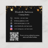 ブラック金ゴールドスターQRコードソーシャルメディアのロゴ スクエア名刺 (裏面)