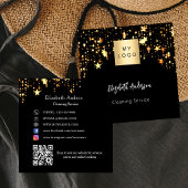 ブラック金ゴールドスターQRコードソーシャルメディアのロゴ スクエア名刺