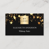 ブラック金ゴールドスターQrコードソーシャルメディアの写真ロゴ 名刺 (正面)