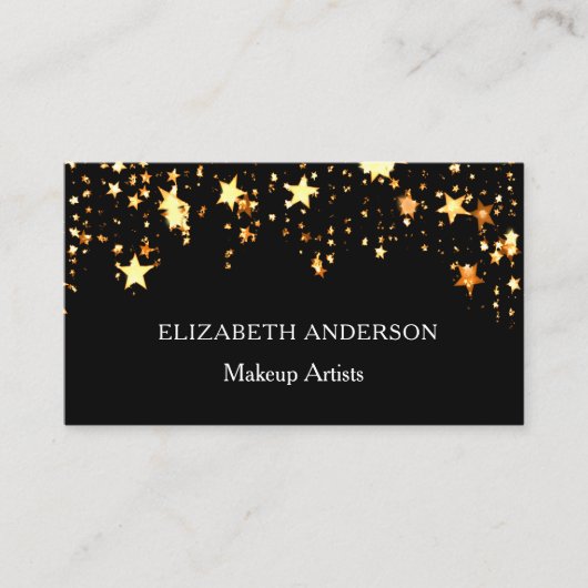 ブラック金ゴールドスターQrコードソーシャルメディア 名刺 (正面)