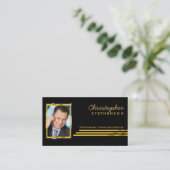 ブラック金ゴールドストライプのプロフェッショナルコンサルティングフォト 名刺 (スタンド正面)