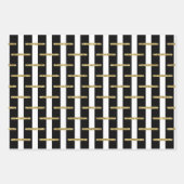 ブラック金ゴールドストライプのラッピング紙シートセット3 ラッピングペーパーシート (正面)