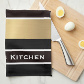ブラック金ゴールドストライプキッチンストライプのタオル キッチンタオル (四つ折り)