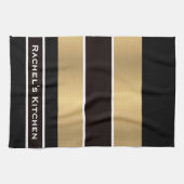 ブラック金ゴールドストライプキッチンストライプのタオル キッチンタオル (横)