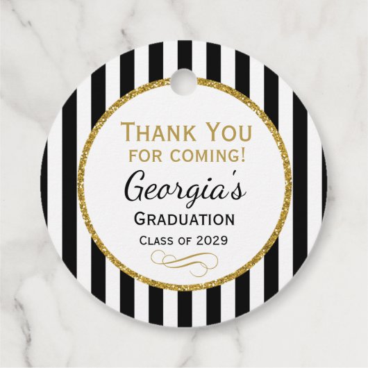 ブラック金ゴールドストライプサンキューエクセディションメッセージカード フェイバータグ (裏面)