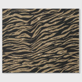 ブラック金ゴールドストライプタイガーのパターンパーティーラップ ラッピングペーパー (フラット)