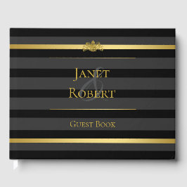 ブラック金ゴールドストライプテュフォーマルシ結婚ドカスタム ゲストブック