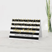 ブラック金ゴールドストライプビジネスグループ誕生日カード カード (正面)