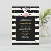 ブラック金ゴールドストライプ牛テーマ子供の誕生日パーティー 招待状 (スタンド正面)