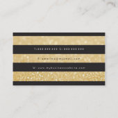 ブラック金ゴールドストライプ美容師アポイントメントカード 予約カード (裏面)