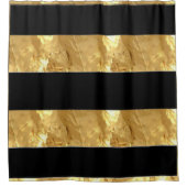 ブラック金ゴールドストライプ シャワーカーテン (正面)