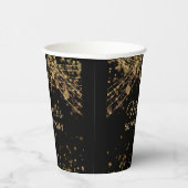 ブラック金ゴールドストリングライトグリッター大人誕生日 紙コップ (右)