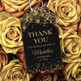 ブラック金ゴールドストリングライト大人誕生日ありがとう ギフトタグ