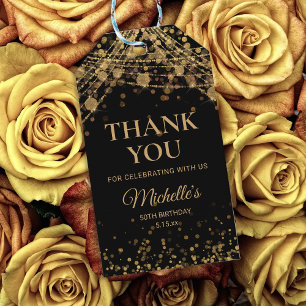 ブラック金ゴールドストリングライト大人誕生日ありがとう ギフトタグ