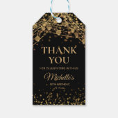 ブラック金ゴールドストリングライト大人誕生日ありがとう ギフトタグ (正面)