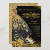 ブラック金ゴールドスニーカーGWNクラウンスニーカー 招待状 (正面/裏面)