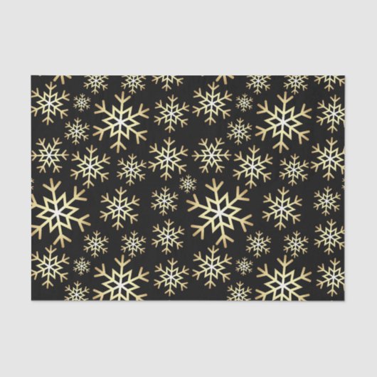 ブラック金ゴールドスノーフレーククリスマスパーティーティッシュペーパー 薄葉紙 (正面)
