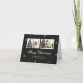 ブラック金ゴールドスノーフレークミニマル写真 シーズンカード (正面)